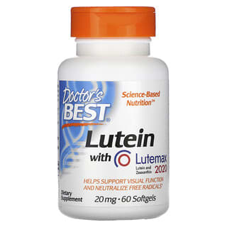 Doctor's Best, Lutein with Lutemax 2020, 20 mg, 60 Softgels