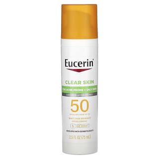 Eucerin, 클리어 스킨, 얼굴용 라이트웨이트 자외선 차단제, SPF 50, 무향, 75ml(2.5fl oz)