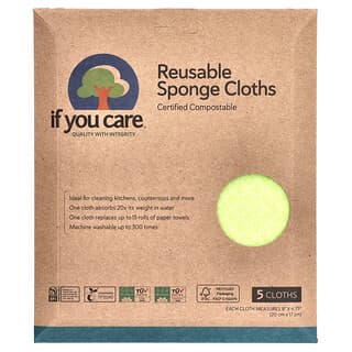 If You Care, Reusable Sponge Cloths, 5 Clothes, 8" x 6.75" (20 cm x 17 cm) Each