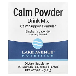 Lake Avenue Nutrition, Calm Powder Drink Mix, Blueberry Lavender, 20 Packets, 0.19 oz (5.5 g) Each