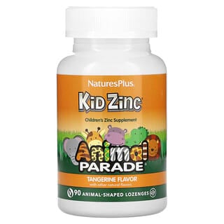 NaturesPlus, Source of Life, Animal Parade, Pastilhas de Zinco para Crianças, Sabor Natural de Tangerina, 90 Pastilhas em Formato de Animais