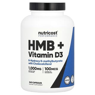 Nutricost, Performance, HMB + Vitamin D3, 240 Capsules