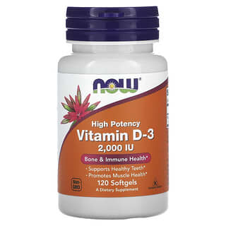 NOW Foods, Vitamin D-3, High Potency, 2,000 IU, 120 Softgels