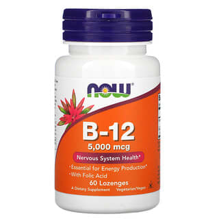 NOW Foods, B-12, 5.000 mcg, 60 Pastilhas