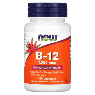 NOW Foods, B-12, 1.000 mcg, 100 Pastilhas