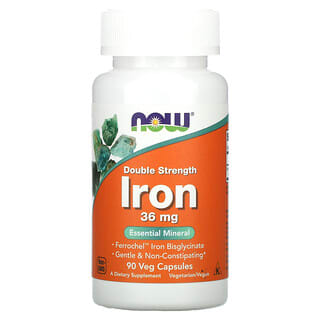 NOW Foods, Iron, Double Strength, 36 mg, 90 Veg Capsules