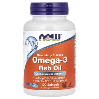 NOW Foods, Omega-3 Fish Oil, 1,000 mg, 180 EPA -  120 DHA, 100 Softgels