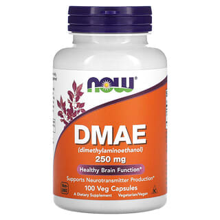 NOW Foods, DMAE, 250 mg, 100 cápsulas vegetales