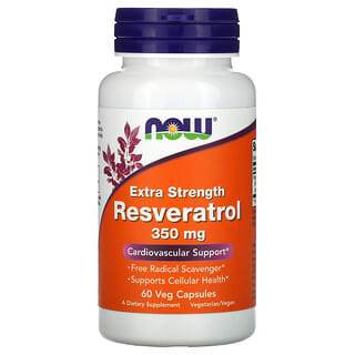 NOW Foods, Resveratrol Potência Extra, 350 mg, 60 Cápsulas Vegetais