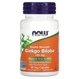 NOW Foods, Ginkgo biloba, Doble concentración, 120 mg, 50 cápsulas vegetales