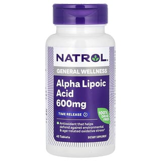 Natrol, Алфа липоева киселина, Време на освобождаване, 600 mg, 45 таблетки