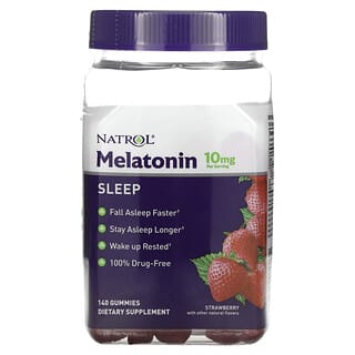 Natrol, Melatonina, Suplemento para conciliar el sueño, Fresa, 10 mg, 140 gomitas (5 mg por gomita)