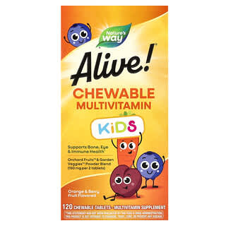 Nature's Way, Alive! Kids, Chewable Multivitamin, Orange & Berry Fruit, 120 Chewable Tablets