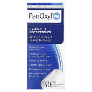 PanOxyl, PM, Adesivos Noturnos para Manchas, 40 Adesivos Hidrocoloides Transparentes