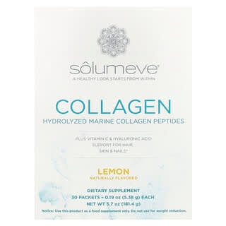 Solumeve, Marine Collagen Peptides Plus Vitamin C and Hyaluronic Acid, Lemon, 30 Packets, 0.19 oz (5.38 g) Each