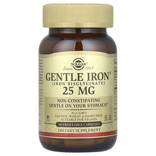 Solgar, Gentle Iron, 25 мг, 90 растительных капсул