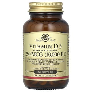 Solgar, Vitamin D3 (Cholecalciferol), 250 mcg (10,000 IU), 120 Softgels