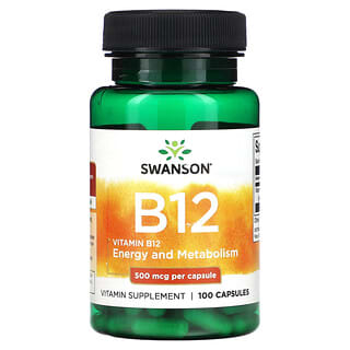 Swanson, Vitamina B12, 500 mcg, 100 cápsulas