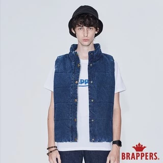 BRAPPERS 男款 藍邊牛仔鋪棉背心-藍