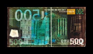 negative currency five hundred euro used as negative ©2017 david lachapelle, courtesy of geuer and geuer art