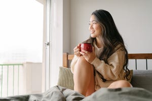 one woman enjoying a slow morning