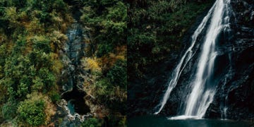 a waterfall in a forest