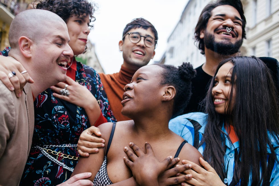 lgbtq group on city street