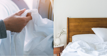 a person holding a white sheet over their head