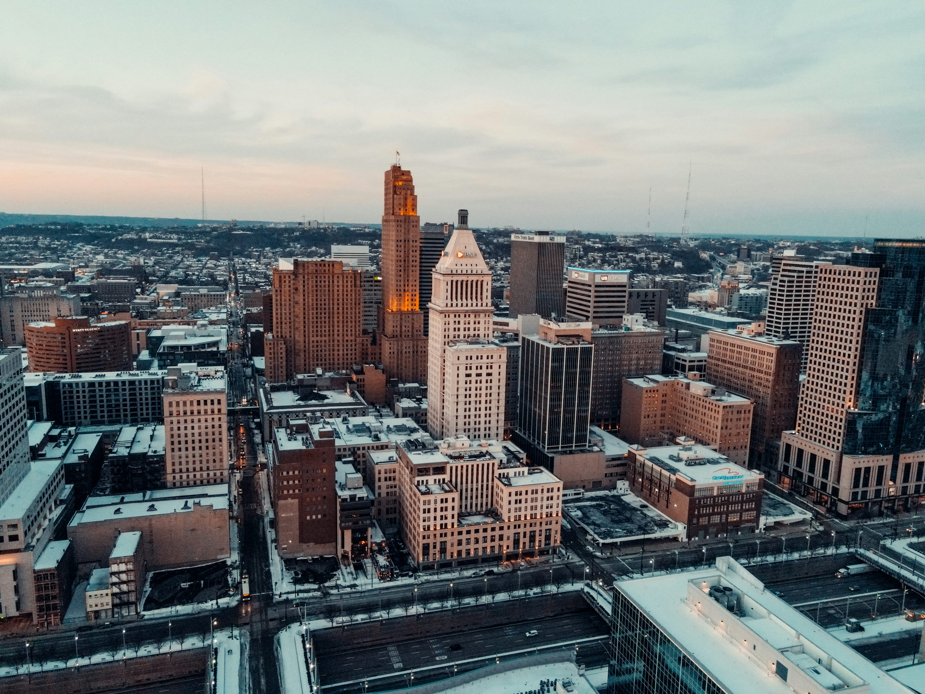 a view of a city with a lot of tall buildings