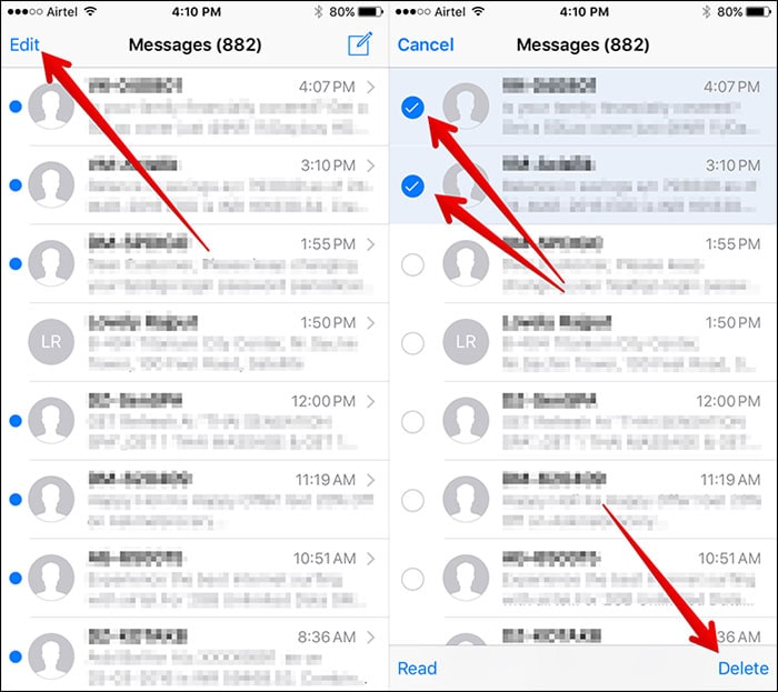 comment effacer les messages texte sur iphone