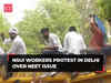 NEET-UG case: NSUI workers hold protest at Delhi's Jantar Mantar; climb barricades