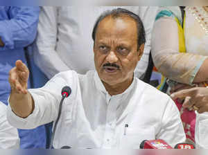 Mumbai: NCP (Ajit faction) President Ajit Pawar addresses during a press confere...