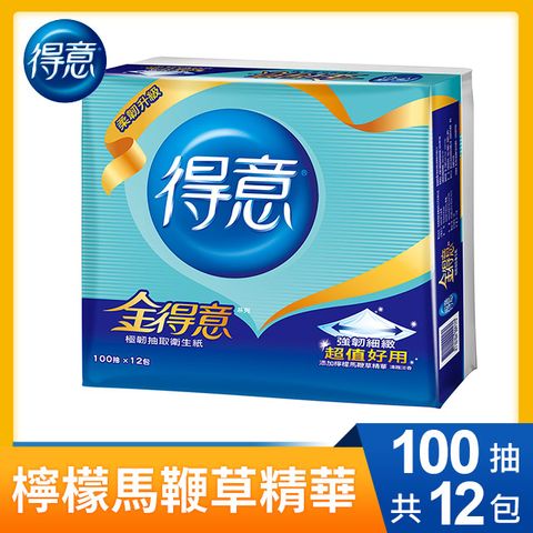 金得意極韌連續抽取式花紋衛生紙100抽*12包