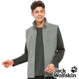 【Jack Wolfskin 飛狼 】男 輕薄 防風防潑水休閒保暖背心 (天鵝絨磨毛內裡)『糧草綠』