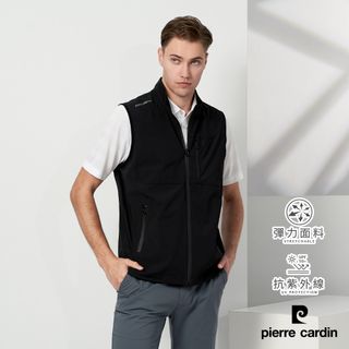 【pierre cardin 皮爾卡登】男款 都會休閒抗UV素面立領薄背心-黑色 (5237301-99)