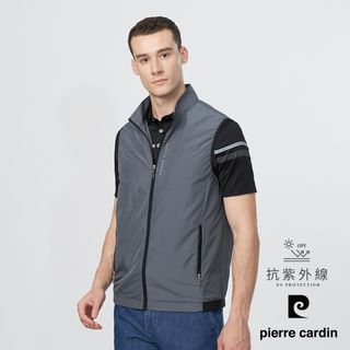 【pierre cardin 皮爾卡登】男款 都會休閒立領素色薄背心-灰色 (5247301-96)