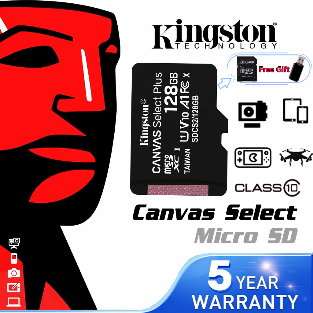 Kingston Memory Card 100MB/s 64GB Micro SD Card A1 Class 10 TF Memory Card 16GB/32GB/128GB For Phone drone CCTV Dashcam