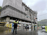 颱風軒嵐諾逼近 吹倒基隆建案鷹架幸無人傷