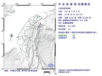 宜蘭蘇澳規模3.5地震 最大震度3級