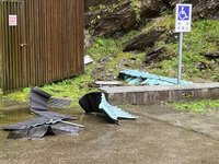 颱風海葵帶來合歡山14級陣風 松雪樓屋瓦掉落
