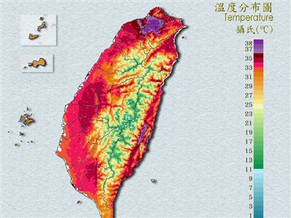 花蓮富源及玉里中午高溫逾40度 新北板橋38.4度