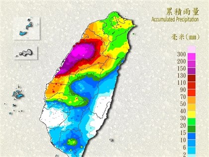 苗栗泰安累積雨量319毫米最多 雨區往南移動