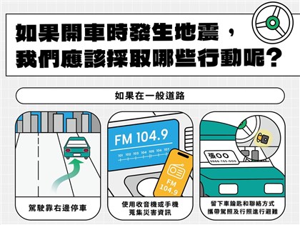 開車遇強震 消防署：先減速開警示燈停靠安全處