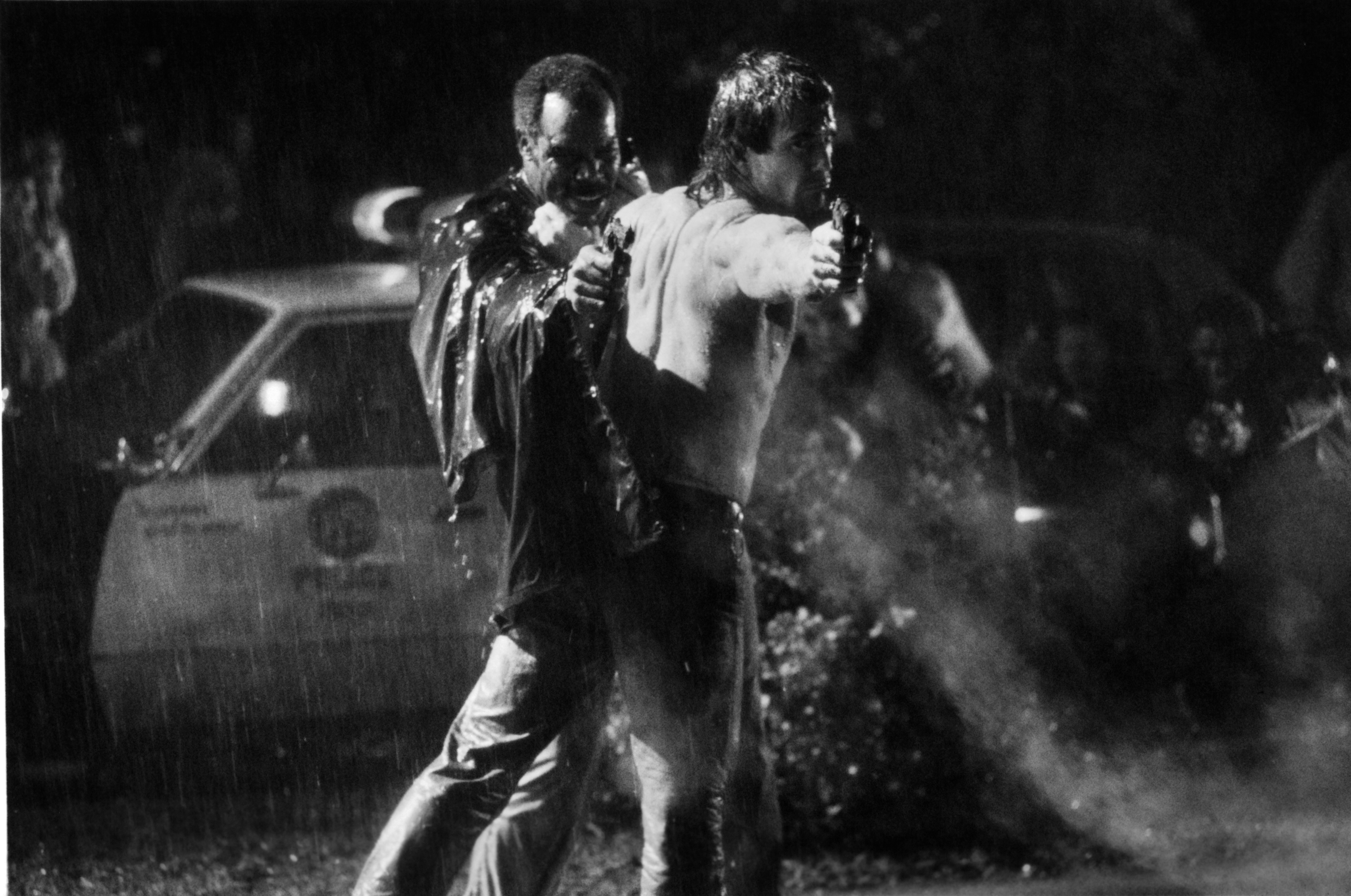 Mel Gibson and Danny Glover in Lethal Weapon (1987)