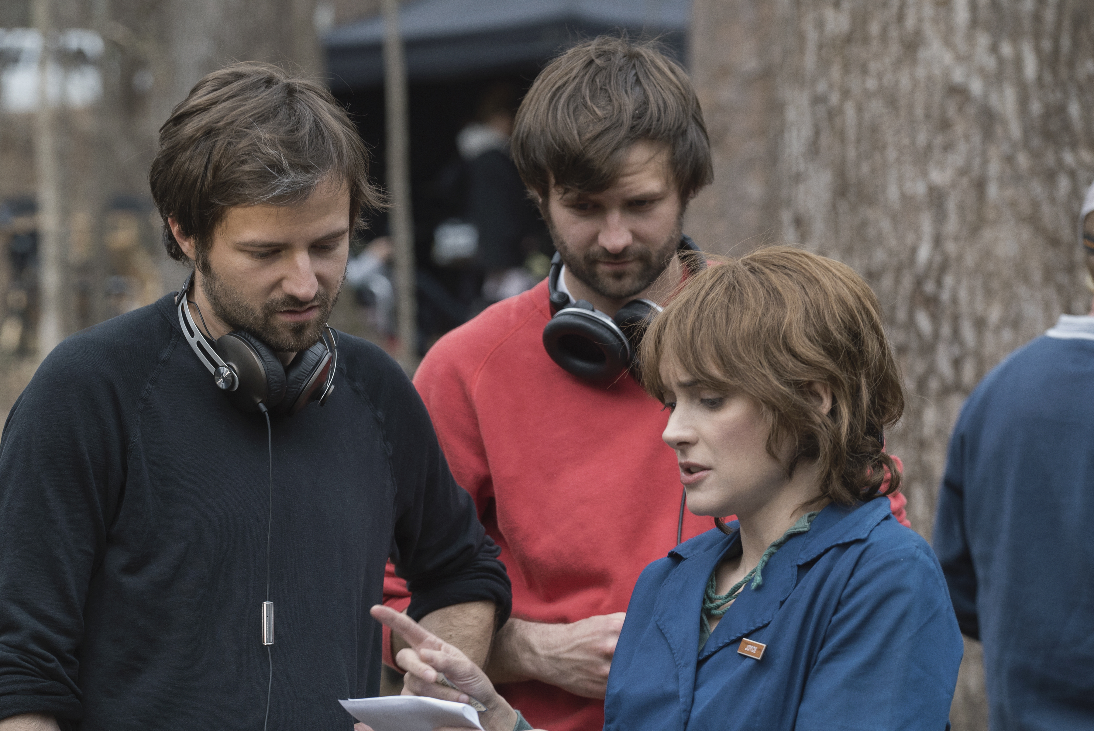 Winona Ryder, Matt Duffer, and Ross Duffer in Stranger Things (2016)