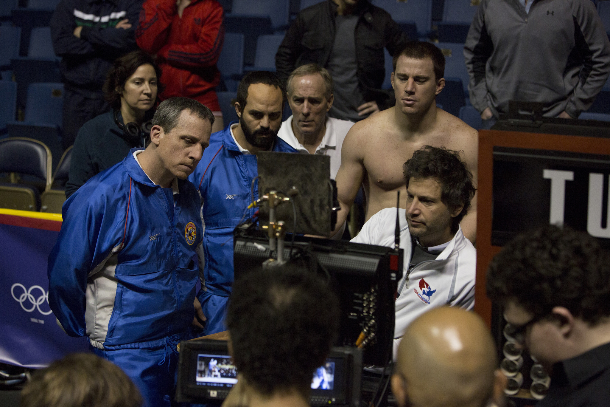 Steve Carell, Bennett Miller, Mark Ruffalo, and Channing Tatum in Foxcatcher (2014)