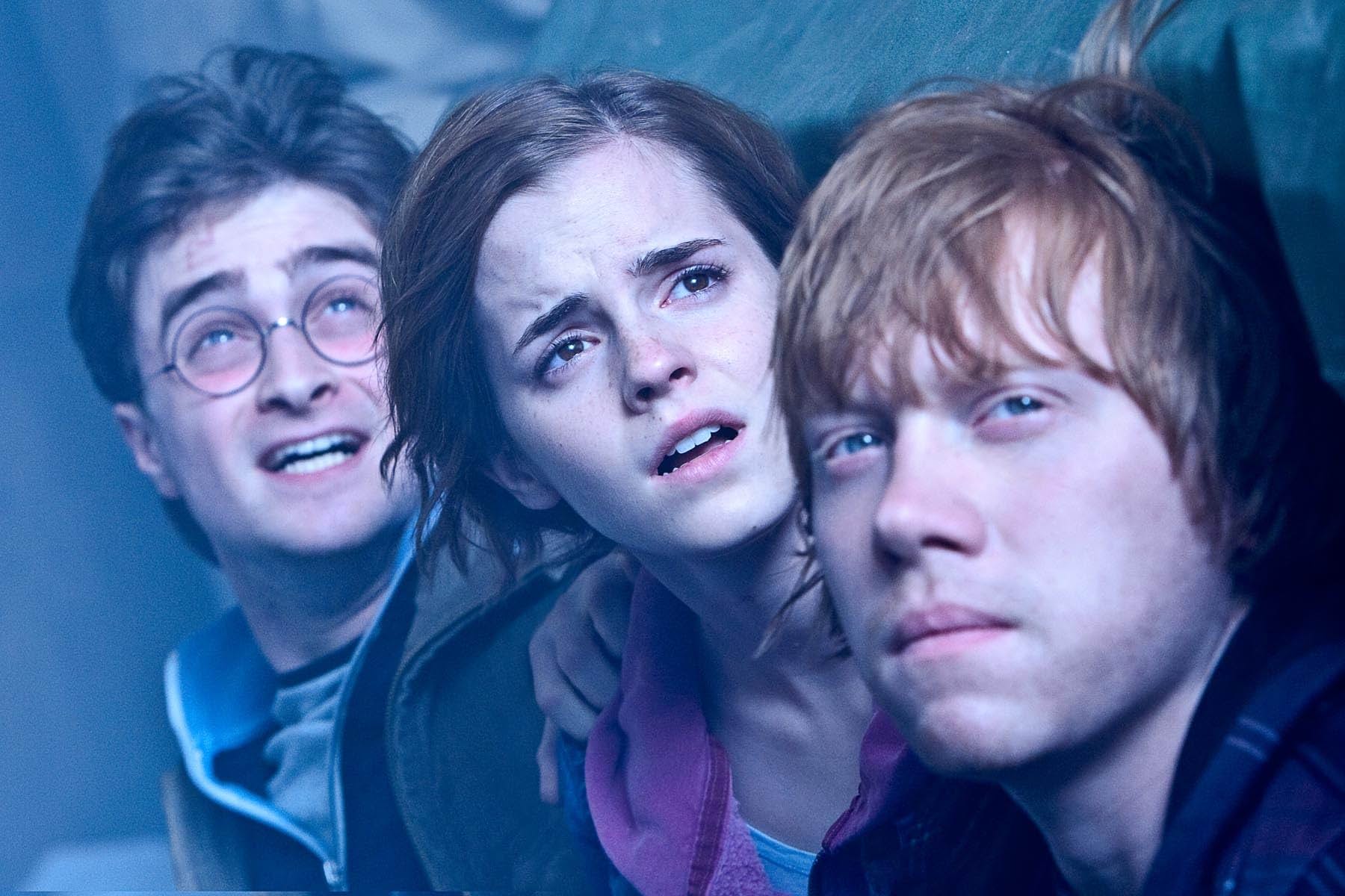 Rupert Grint, Daniel Radcliffe, and Emma Watson in Harry Potter and the Deathly Hallows: Part 2 (2011)