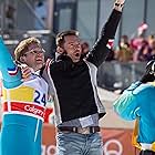 Hugh Jackman and Taron Egerton in Eddie the Eagle (2015)