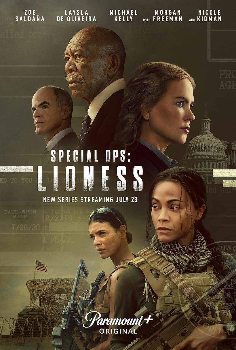 Morgan Freeman, Nicole Kidman, Michael Kelly, Zoe Saldana, and Laysla De Oliveira in Special Ops: Lioness (2023)