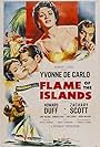 Yvonne De Carlo, Howard Duff, and Zachary Scott in Flame of the Islands (1955)